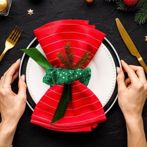 Christmas Hair Scrunchies Set Velvet Elastic Holiday Ponytail Holders Bulk